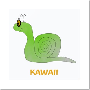 Cute Green Snail Posters and Art